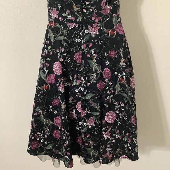 Hot Topic Black Novelty Bug Print Gothic Pin Up Rockabilly Halter Swing Dress M - Picture 8 of 10
